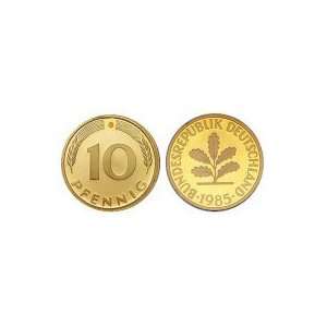  Golden 1985 G German 10 Pfennig 
