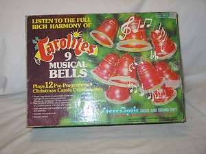 Vintage Christmas Carolites 9 Musical Lighted Bells IOB  