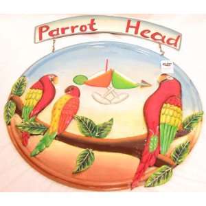   Top Haitian Hand Painted Parrot Head Metal Hood Sign