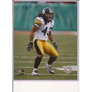 Pittsburgh Steelers Troy Polamalu White Uniform  In Position For 