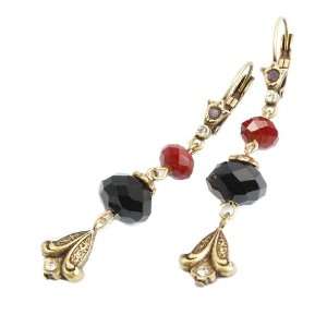    Sweet Romance Lily Dangle Earrings in Red and Black Jewelry