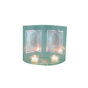   Glass Candle Display of Hebrew Jewish Home Blessings