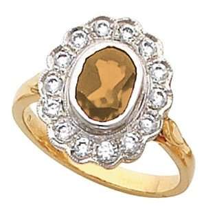    14K Two Tone Gold Spessartite Garnet and Diamond Ring Jewelry