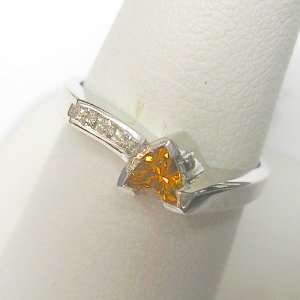    14K White Gold Spessartite Garnet and Diamond Ring Jewelry