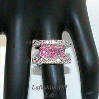 STUNNING 3.56ct Pink CZ Womens Wide Band Ring sz 10  