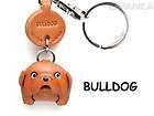 Bulldog Handmade Leather Dog Keychain *VANCA* Keyring Made in Japan 