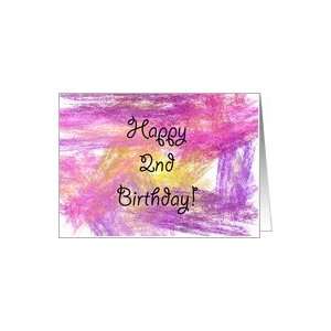  Happy 2nd Birthday Pink Fractal Art Card Toys & Games