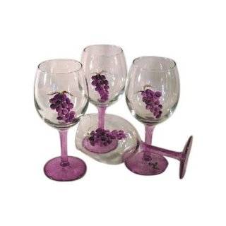   Wine Glasses. Features Purple Grape Clusters. Hand Painted. One of a