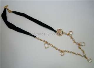 COACH Poppy Grosgrain Multi Pearl Stone Necklace 95220  