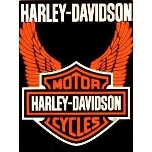 Orange Harley Davidson Twin Size Super Plush Throw Blanket  