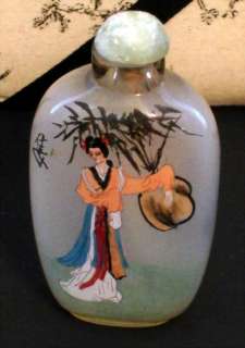 Reverse Painted Japanese Geisha Glass Snuff Bottle  