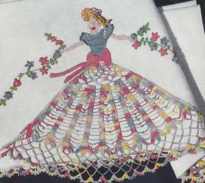 Vintage Crochet Pattern Crinoline Lady Applique Edging  
