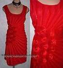 NEW~~$99 Red Wild Ribbon Gather All Occasion Stretch Dress NEW L 