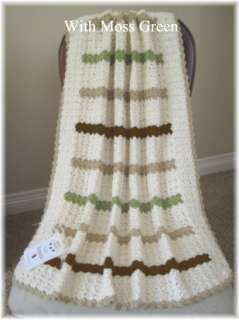 Ivory, Tan, Chocolate Brown, Forest or Moss Green w/Ivory border & Tan 