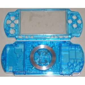 Clear Blue PSP 2000 Full Shell Cover Housing Replacement with Button 