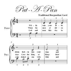 Pat a Pan Beginner Piano Sheet Music Christmas Carol  