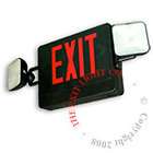 Red LED Exit Sign & Emergency Light Black Housing Combo