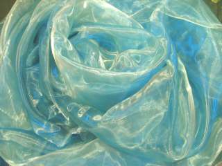 B67 Iridescent Sea Blue Crystal Organza Fabric by Y  