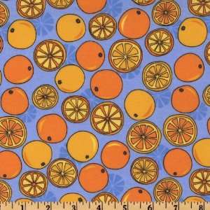  44 Wide Fruit Punch Oranges Periwinkle Fabric By The 