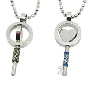 Fashion Key shape Rotating Stainless Steel Pendant Necklaces (Lovers 