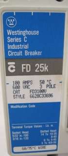 New Westinghouse Cutler Hammer 100A Molded Case Circuit Breaker FD3100 