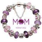 Mothers day gift purple silver charm Bracelet Shamballa G01 all size