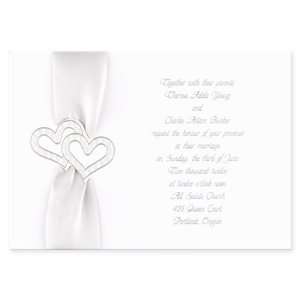  Embossed Hearts on White Invitation Wedding Invitations 