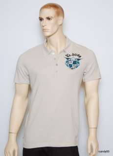 NWT ED HARDY ~RUGBY POLO SHIRT T SHIRT TOP ~BEIGE *M  