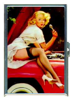 PIN UP GIRL WRENCH UNDER CAR HOOD ID CIGARETTE CASE  