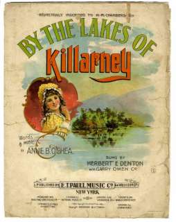 PAULL RARE Sheet Music ROSENTHAL Litho IRISH Lake  