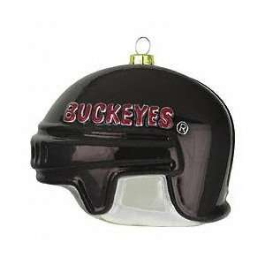  Ohio State Buckeyes Glass 3 Hockey Helmet Ornament 