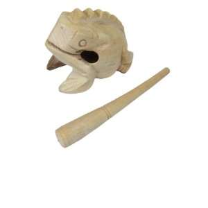 Hand Carved Wooden Frog Rasp 4   NATURAL FINISH