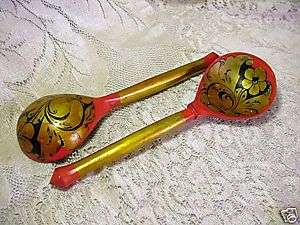 inch Wooden Spoons hand decorated probably Russian  
