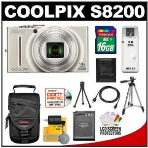  Nikon Coolpix S8200 16.1 MP Digital Camera (Silver) with 