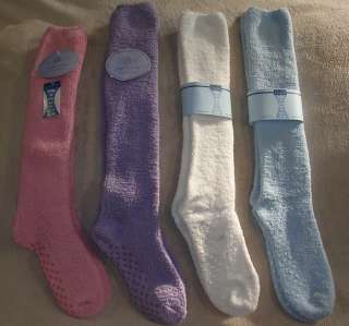   Soft Chenille Fuzzy KNEE HI NonSkid Slipper Socks One Size  