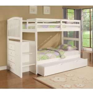 Powell Angelica White Staircase Bunk Bed   FREE Trundle  