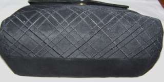 Salvatore Ferragamo Black Leather & Suede Kelly Handbag Purse Preowned 