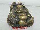 Old Chinese Tibet Bronze Carved Happy Buddha Lucky Perf