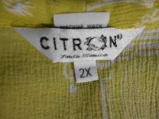 Citron Santa Monica Plus Size Cotton Silk Lime Green Floral Print 
