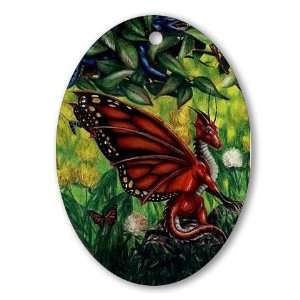  Fairy Dragon Red Fairy Ornament Keepsake Oval Dragon Oval 