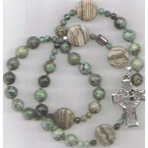 Anglican Rosary of Turquoise, Pewter Celtic Cross