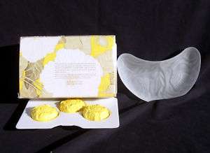 Avon Flowerfrost Collection Crescent Plate and 3 Soaps  