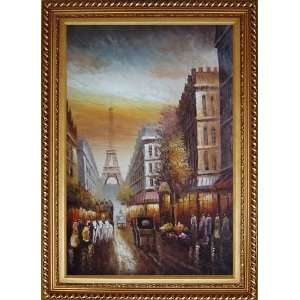  Carriage from Paris Eiffel Tower Oil Painting, with Exquisite Dark 