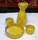 Japanese Oriental Ceramic Hot Or Cold Sake Liquor Bottle and Cup Set w 