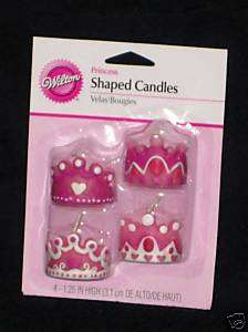 PRINCESS SHAPED CANDLES, CROWNS,WILTON, NEW 4 PC.  