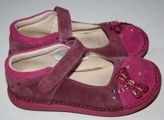 Naartjie Cranberry Suede Dragonfly Mary Jane Shoes 12 VGUC  