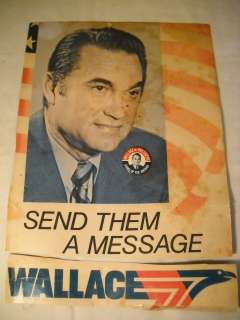 VINTAGE GEORGE WALLACE POSTER AND PIN BACK  