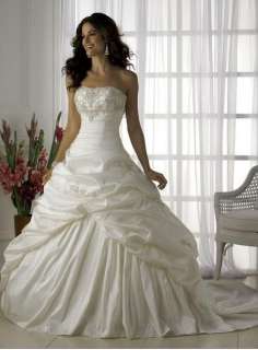 Stock Wedding White/Ivory Bridal Prom Gown Bride Dress Sz*6 8 10 12 14 