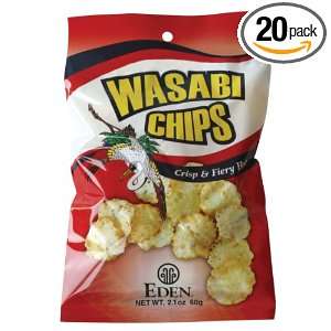 Eden Wasabi Chips, Crisp and Fiery Hot, 2.1 Ounce Bag (Pack of 20 