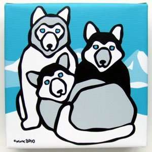 Three Huskies by Marc Tetro. Giclee on Fine Art Canvas Dog Print 